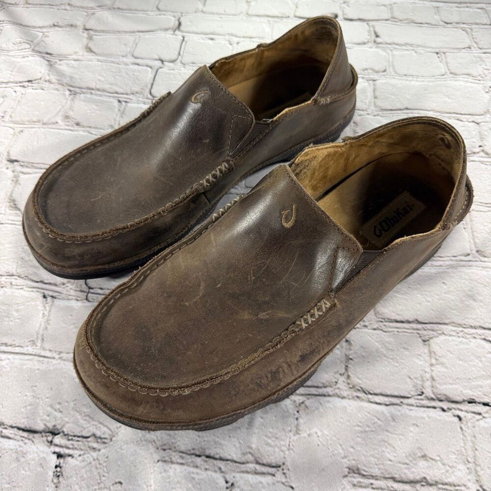 OluKai Moloa Slip On Leather Loafers Size 13